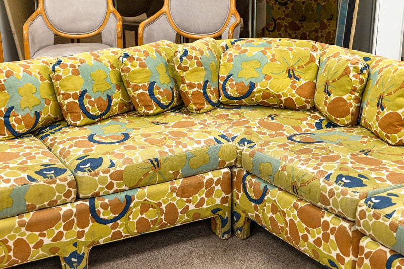 1970s Sherrill Furniture Co Milo Baughman Style Colorful 3 Piece Sofa Sectional