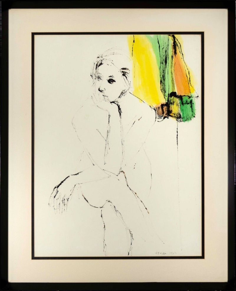 Sophie Fordon Contemplation Signed Modern Figurative Watercolor Drawing 1964