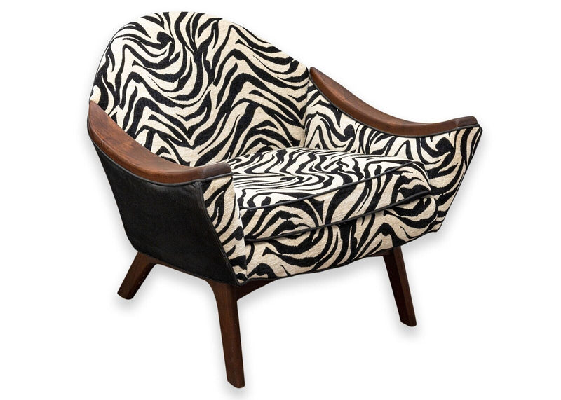 Pair of Adrian Pearsall Style Zebra Print Upholstery His and Hers Accent Chairs