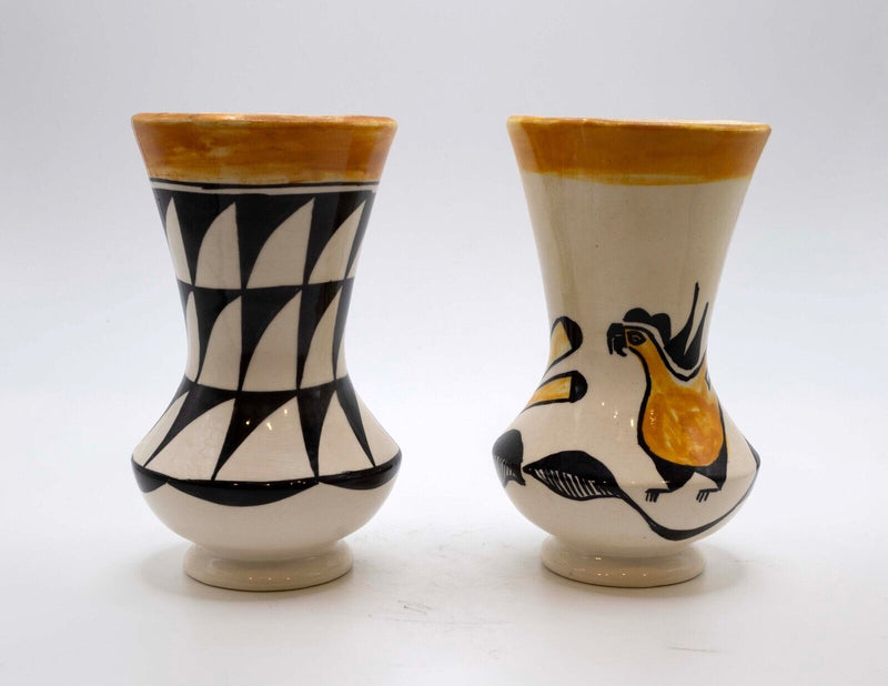 Pair of Acoma Pueblo New Mexico Hand Painted Fired Earthenware Glazed Pottery
