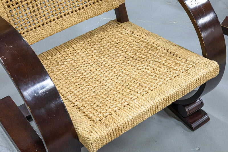 Pair of Mitchell Gold and Bob Williams Brown Wood and Cane Cantilever Armchairs