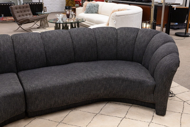 Milo Baughman for Thayer Coggin Deep Grey Tufted 3pc Sectional Sofa with Chaise
