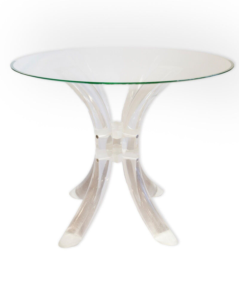 Charles Hollis Jones Style Contemporary Modern Glass and Lucite Dinette Table