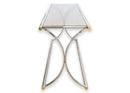 Maison Jansen Style Chrome Smoked Glass Contemporary Modern Console Sofa Table