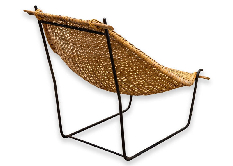 Pair of John Risley Duyan Iron Rattan Lounge Chairs for Craft Associates