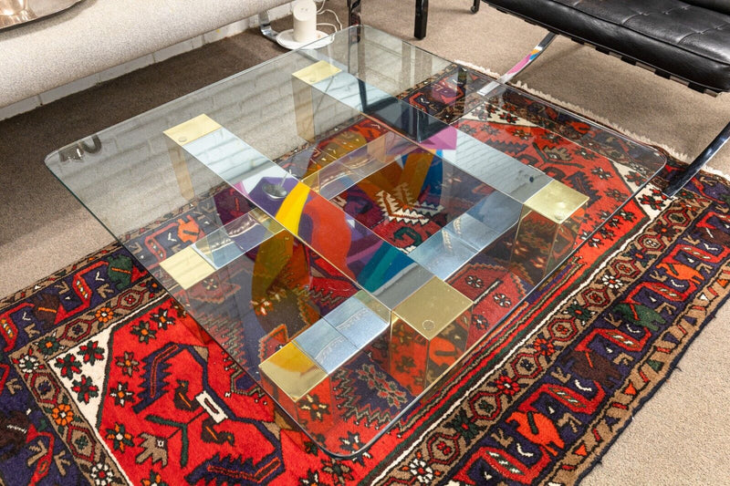 Paul Evans for Directional Cityscape Style Brass and Chrome Coffee Table