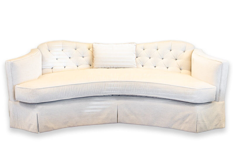 Henredon Contemporary Modern Off White Cream Mohair Velvet Tufted Sofa Couch