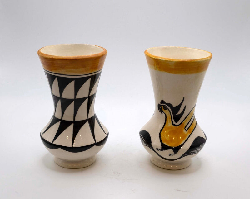 Pair of Acoma Pueblo New Mexico Hand Painted Fired Earthenware Glazed Pottery