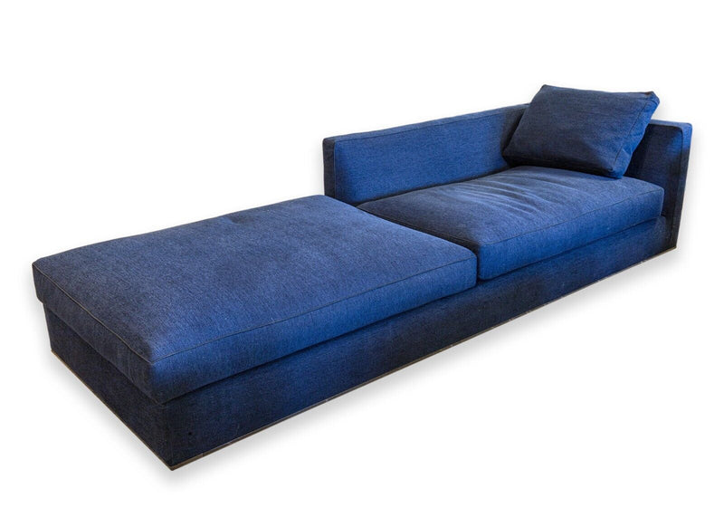 B & B Italia Antonio Citterio Richard Chaise Lounge Sofa in Blue Grade S Fabric