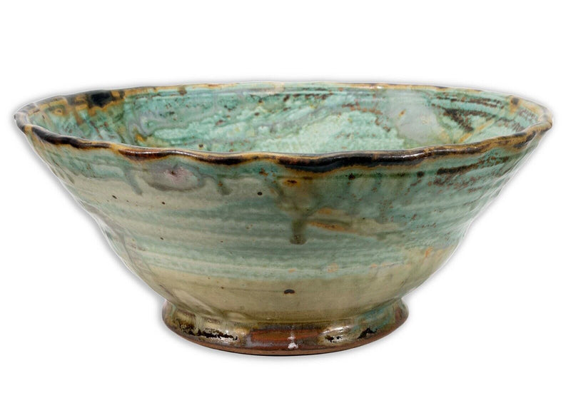 John Glick Ceramic Stoneware Turquoise Bowl Signed and Stamped