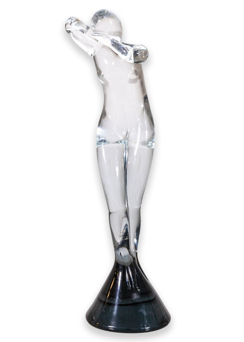 Elio Raffaeli for Salviati Murano Glass Clear Sculpture of a Figurative Woman