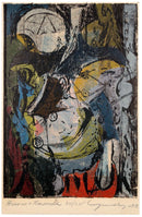 Adja Yunkers Head of a Traveler Signed Modern Abstract Woodcut on Paper 201/225