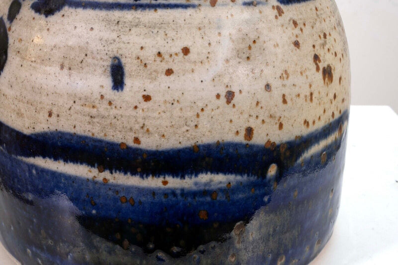 John Glick Ceramic Stoneware Blue Covered Vessel Signed and Stamped