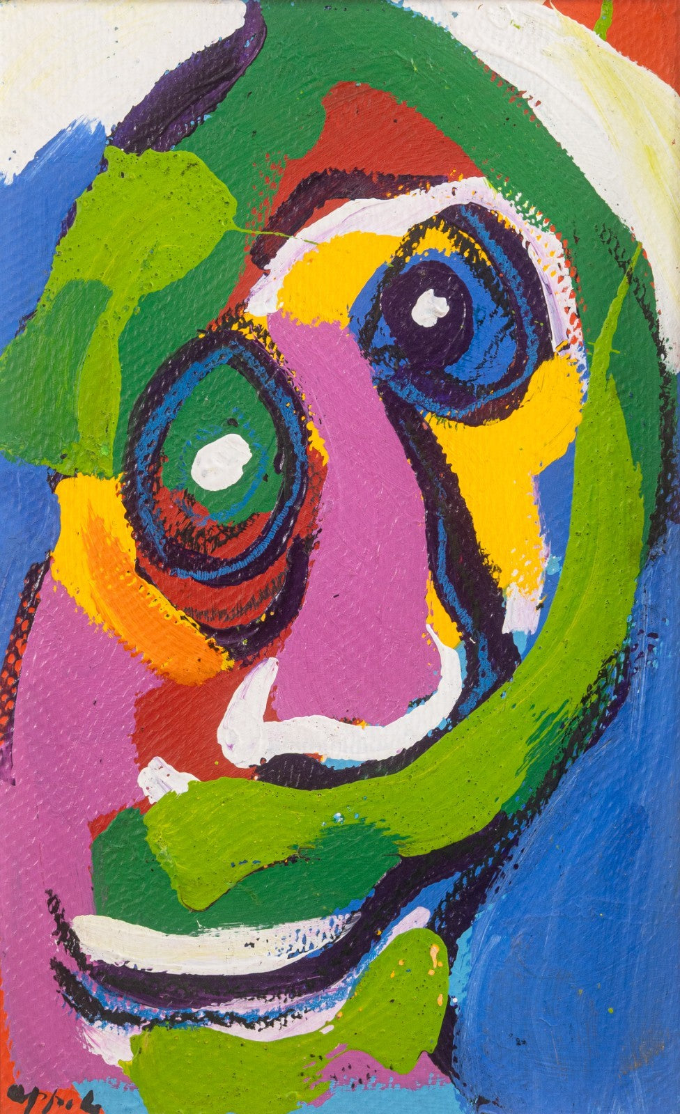 Karel Appel, Tete 1968 Signed Original Acrylic on Board CoBrA Art