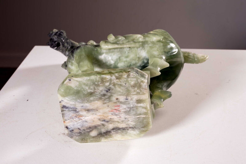 Antique Chinese Tang Horse Figurine Hand-Carved Natural Green Hardstone Jade 190