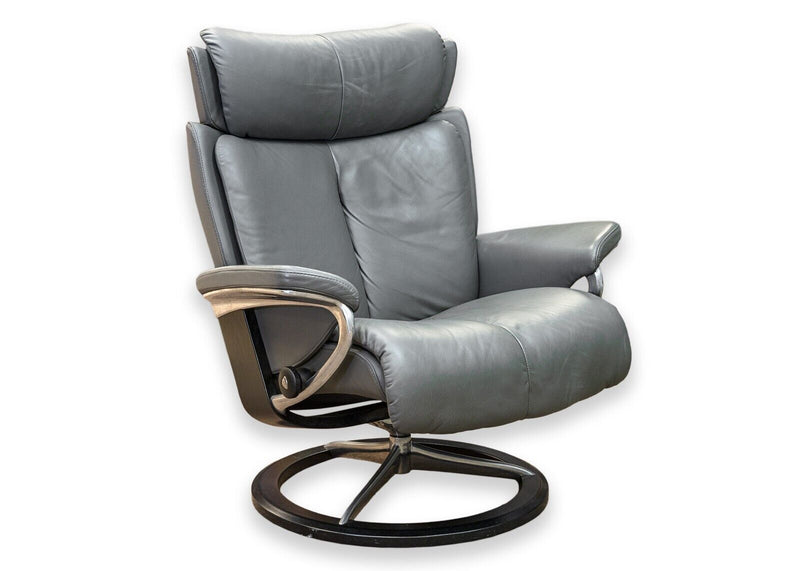 Ekornes Stressless Magic Signature Base Lounge Chair and Ottoman Made in Norway