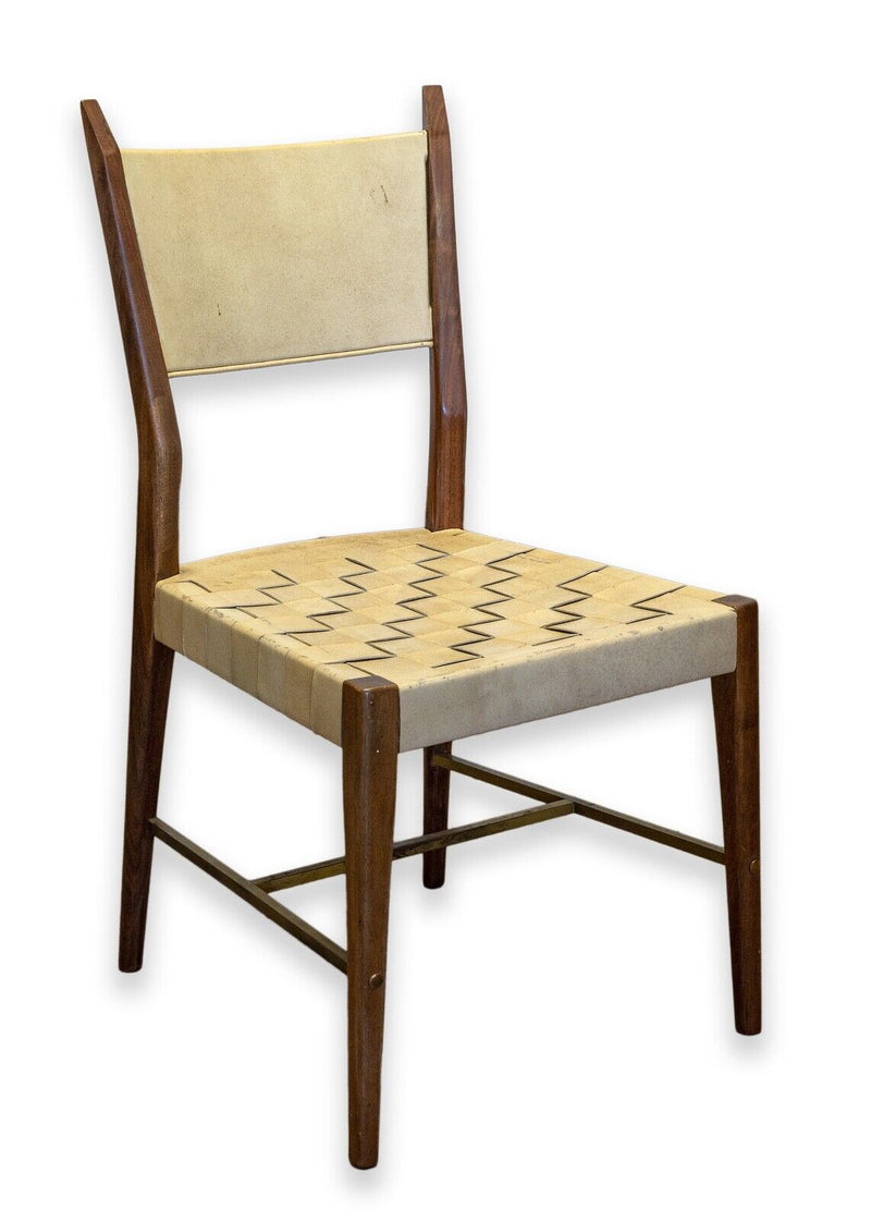 Paul McCobb Protype I Side Chair for Calvin Furniture Co. Woven Leather & Wood