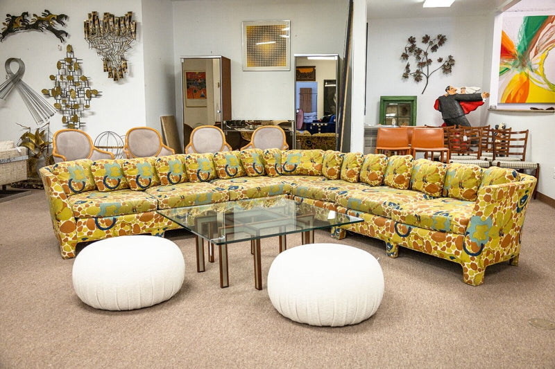 1970s Sherrill Furniture Co Milo Baughman Style Colorful 3 Piece Sofa Sectional