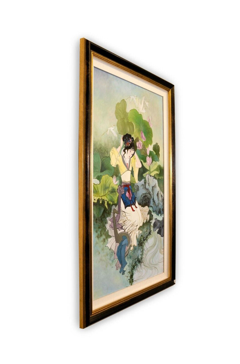 Hua Sanchuan Washing Silk in the Lotus Pond Contemporary Asian Acrylic Painting