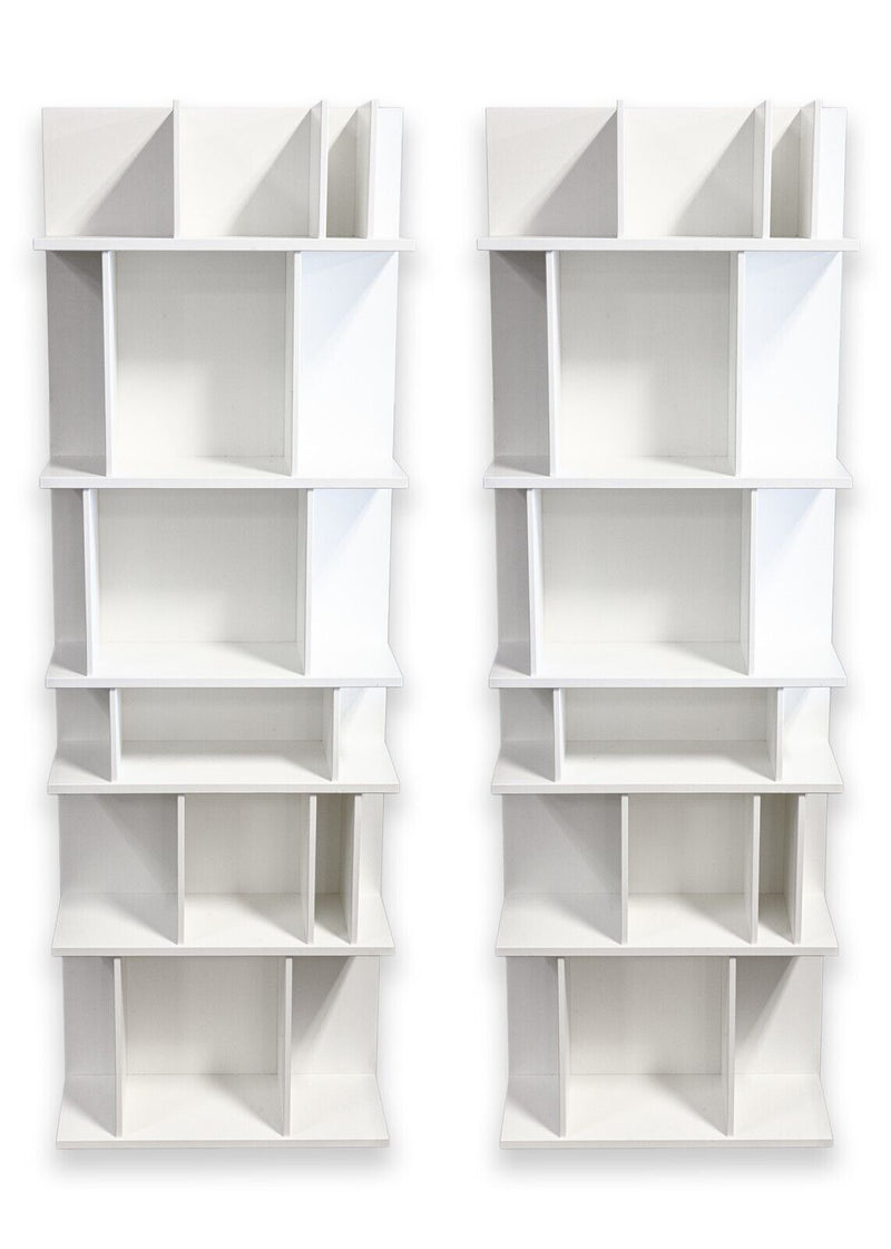 Pair of BoConcept Como System Matte White Lacquered Contemporary Shelving Units