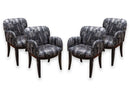 Set of 4 Milo Baughman for Thayer Coggin Black Cushioned Dining Armchairs