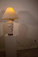 Pair of Waved Textured Ceramic Lamps Mid Century Modern