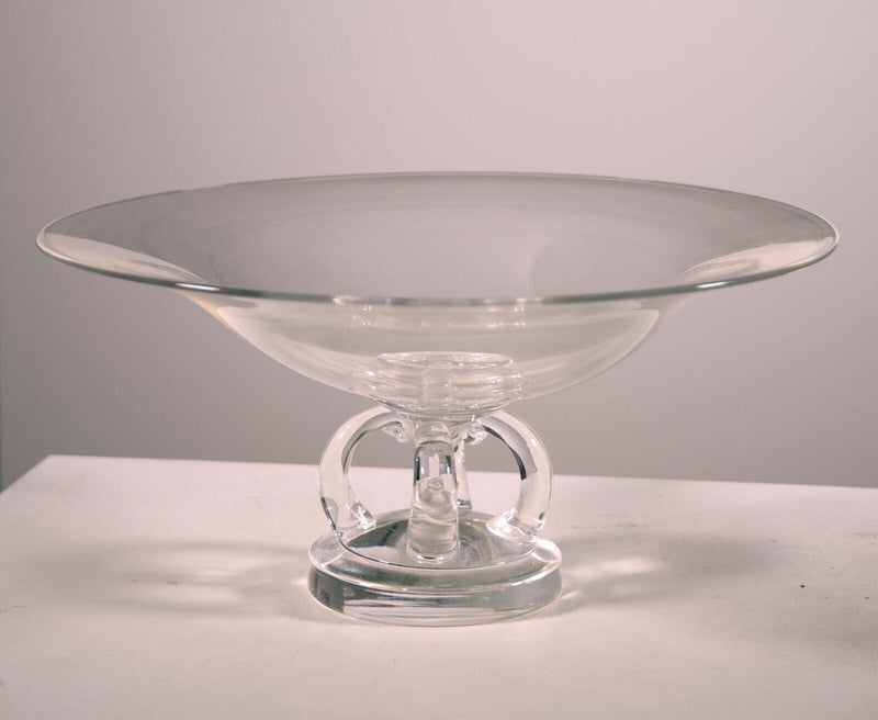 Steuben Scrolled Footed Tazza Pedestal Glass Bowl Mid Century Modern