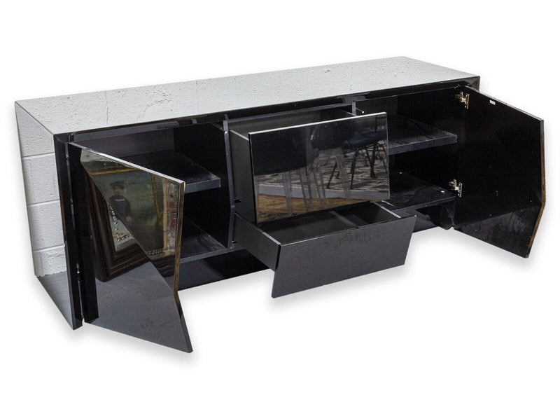 Sapphire by Rossetto Black Lacquered Wood Contemporary Italian Sideboard Buffet