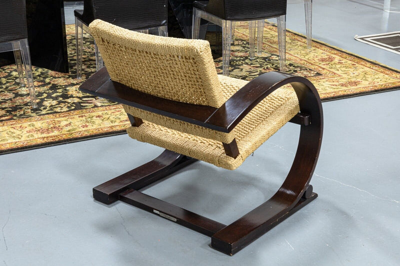 Pair of Mitchell Gold and Bob Williams Brown Wood and Cane Cantilever Armchairs