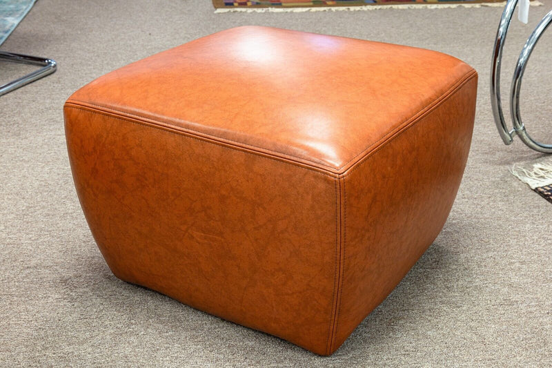 Dakota Jackson Ke-Zu 1980s Leather Club Accent Armchair and Matching Ottoman