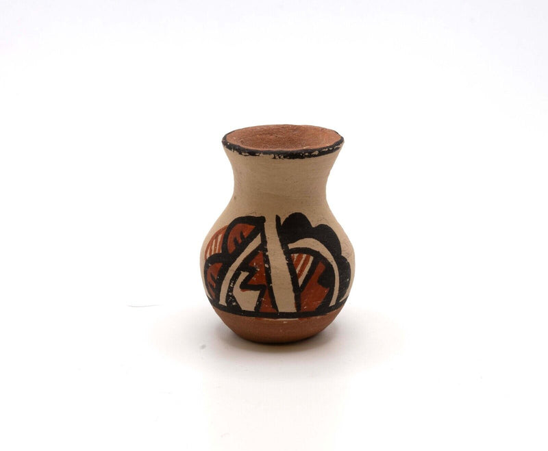 Jemez Pueblo New Mex Mini Set of 4 Hand Painted Fired Earthenware Pottery Signed