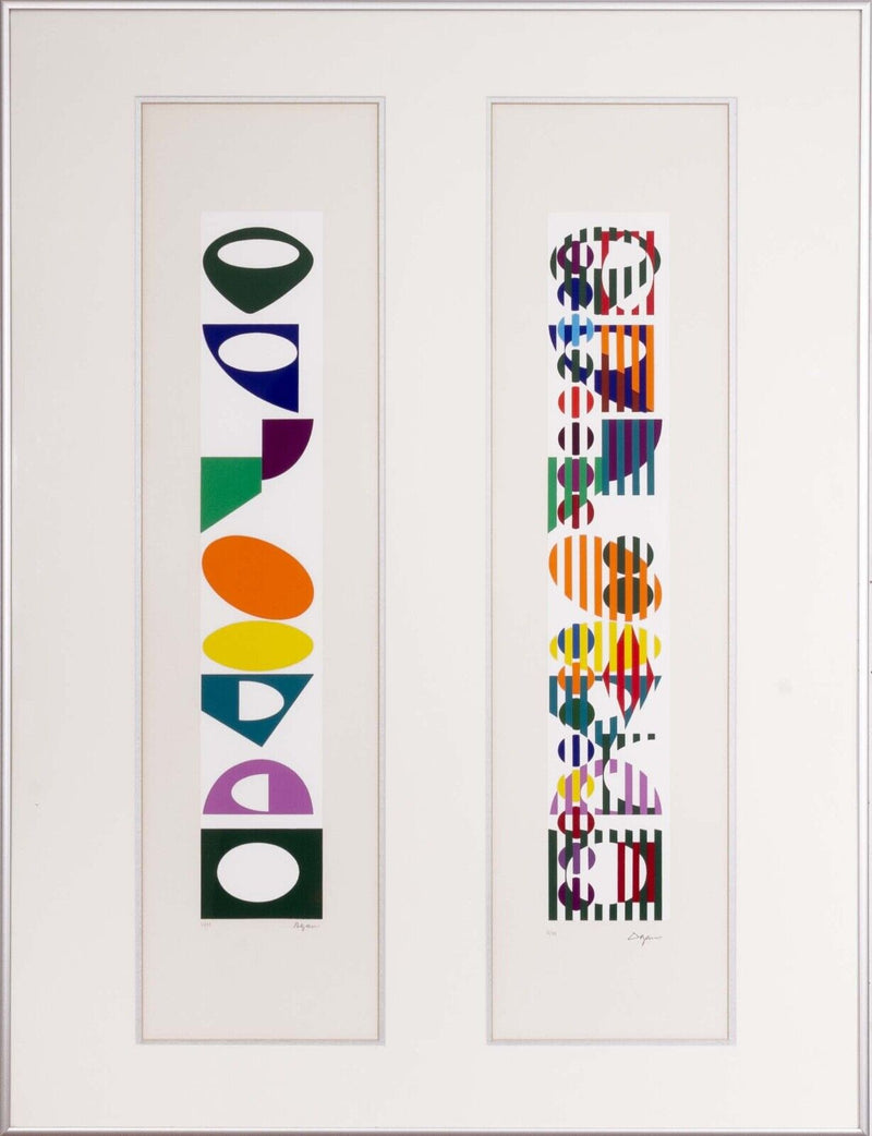 Yaacov Agam Peace of Time Signed Op Art Lithograph in Colors 32/99 Framed 1970s