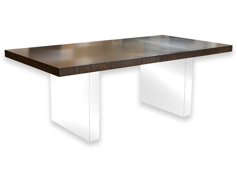 Milo Baughman for Thayer Coggin Chrome Base Dark Wood Dining Table with Leaves