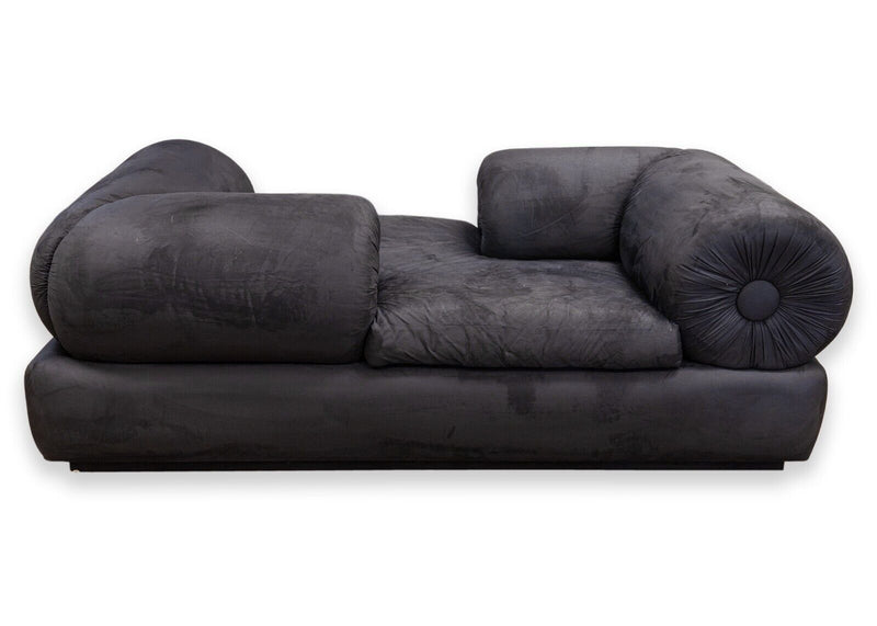 Postmodern Memphis Style Tete a Tete Black Tufted Chaise Sofa Contemporary Mod