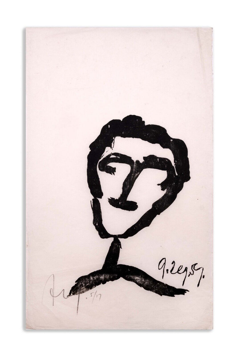 Adja Yunkers Untitled (Portrait X) Signed Modern Abstract Woodcut on Paper 5/17