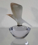 Daum France Dove Modern Crystal & Frosted Glass 2-Piece Sculpture Figurine 1960s