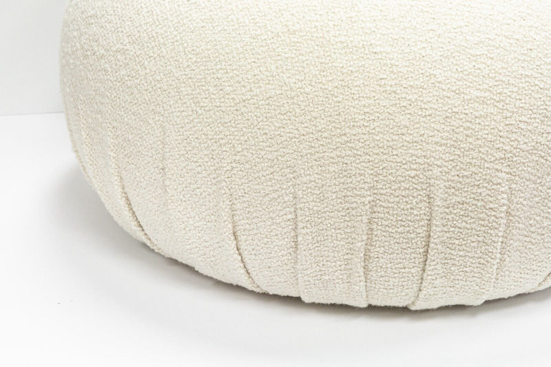 Pair of Custom Made Contemporary Modern White Boucle Wool Pouff Stool Ottomans