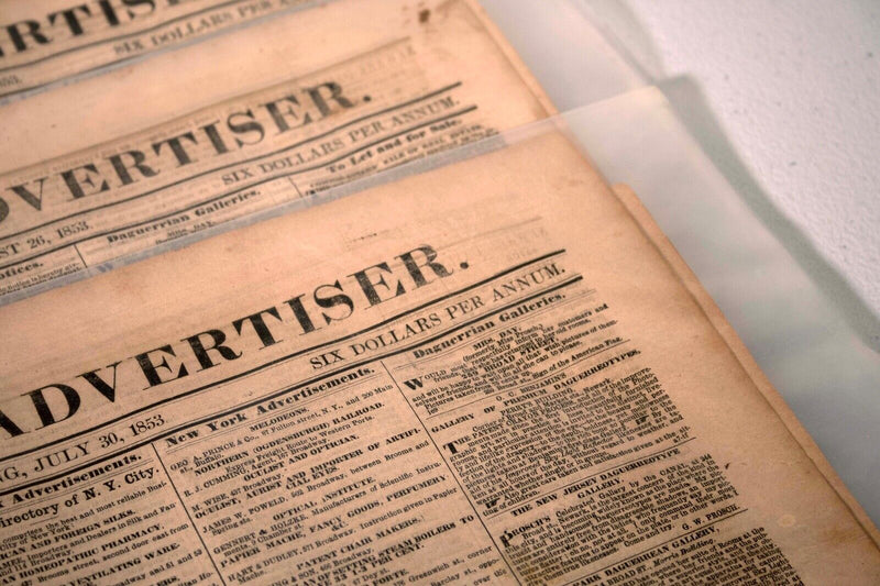 Antique Set of 3 Newark Daily Advertiser Historical Original Newspapers 1853