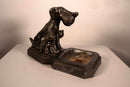 Art Deco Sitting Dogs Figurine Metal Sculpture with Vintage Jadeite Bowl 1930s