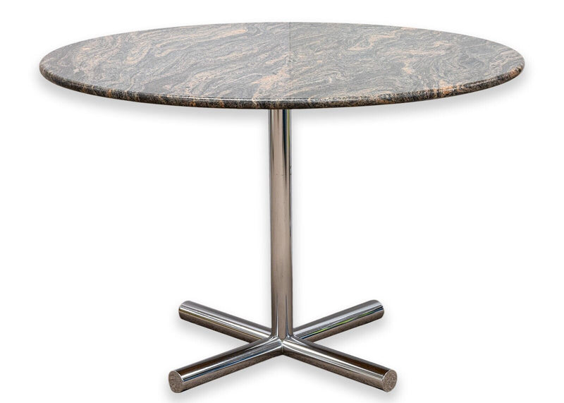 Marble Top Chrome Base Contemporary Modern Dinette Game Table