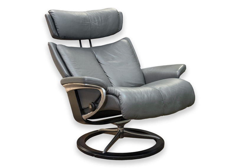 Ekornes Stressless Magic Signature Base Lounge Chair and Ottoman Made in Norway