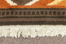 Mid Century Modern Aztec Style Vintage Brown and Orange Area Rug Fiber Carpet