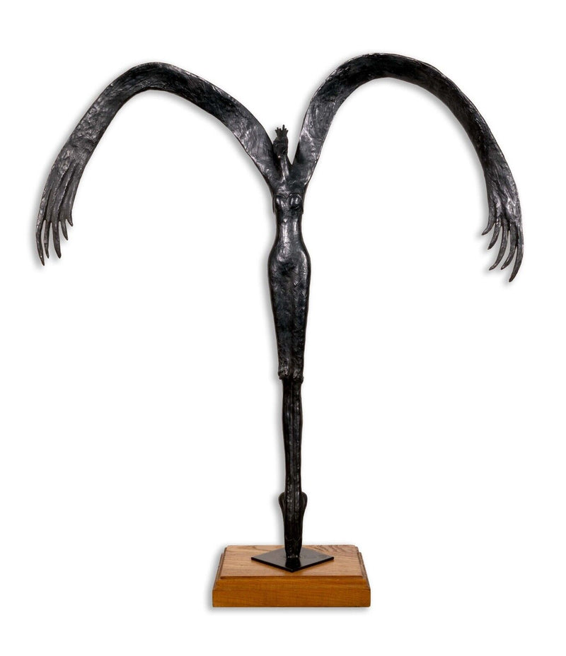 Karla Wyss Tye Bronze Sculpture of Black Swan Odile on Wood Base