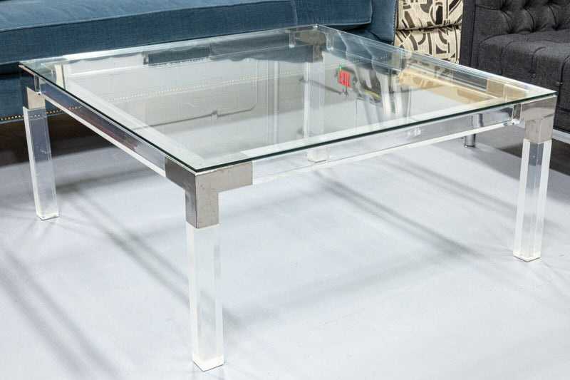 Design Institute America Glass Lucite and Chrome Modern Cocktail Coffee Table