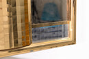 1980s Gold and Silver Acrylic Cityscape Skyline Glass Mirror Wall Sculpture