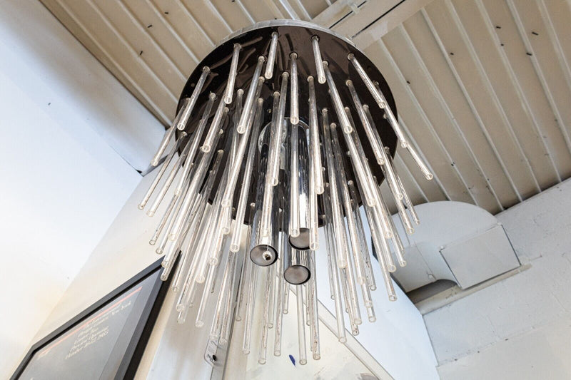 Chrome and Lucite Rod Contemporary Modern Waterfall Chandelier Light Fixture