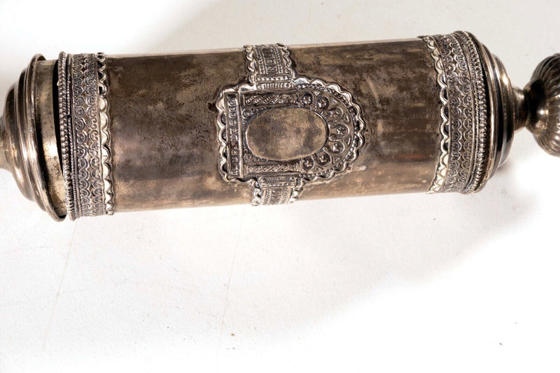 Antique Bezalel Silver Megillah Case with Scroll Jerusalem Judica Collections 20