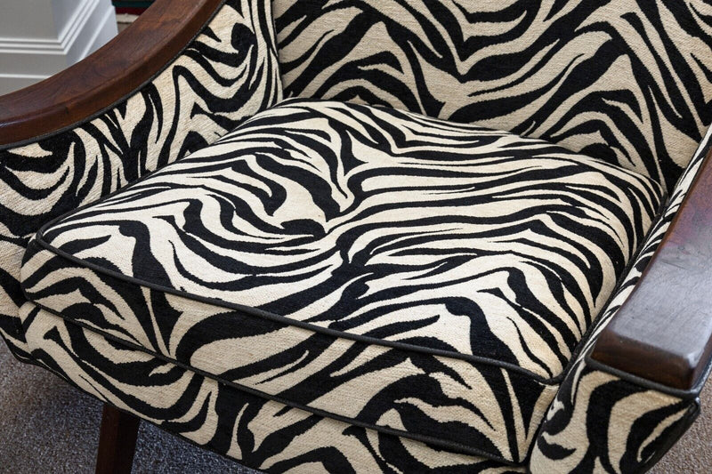 Pair of Adrian Pearsall Style Zebra Print Upholstery His and Hers Accent Chairs