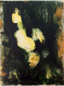 Yehuda Verdi Signed Modernist Figurative Lithograph on Paper E.A. Framed 1970s