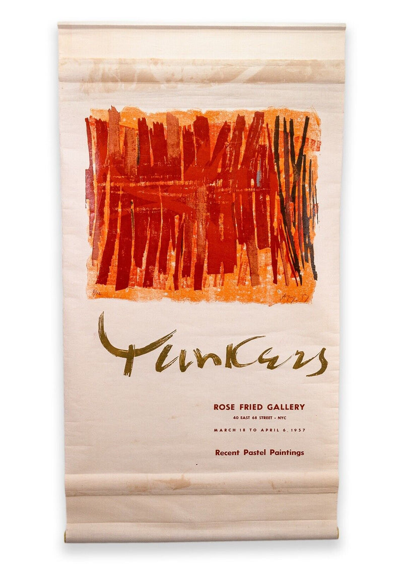 Adja Yunkers Rose Fried Gallery Modern Lithograph Hanging Exhibition Poster 1957